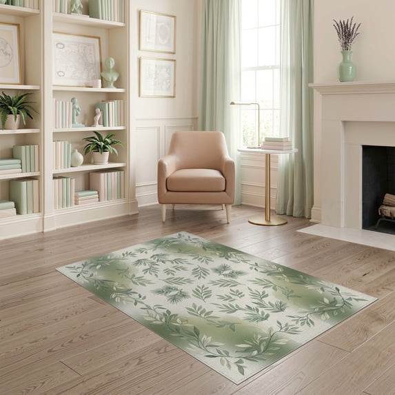 ODIKA Botanical Vine Border Hardwood Long Farmhouse Watercolor Forest Playful Pet Friendly & Kids Safe Play for Playroom, Bedroom, Reading Nook