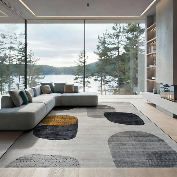 ODIKA Brindle Abstract Spotted Minimalist Tone Inspired Marbled Field Low Profile Flatwoven for Great Room, Indoor Open Concept, Large Living