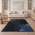 thumbnail image 1 of ODIKA Brushstroke Minimalist Open Field Pile Interlocking Navy Large Abstract Playful Non-Slip Low Profile for Guest Room, Lounge, Apartment, 1 of 7