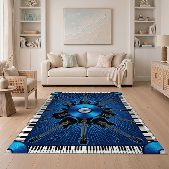ODIKA Cd Note Disc Centerpiece Piano Border Shape Motifs Music Guitar for Dining Room, Under Table, Home Office, Non-Slip Chair-Friendly