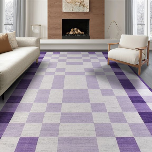ODIKA Checkered Minimalist Two Tone Squares With Clean Modern Border Frame for King Size Bedroom, Master Suite, Under Bed, Foldable Easy Care