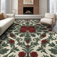 thumbnail image 1 of ODIKA Circle Semi Ornate Center Motif Roses Vines Symmetrical Curved for Living Room, Under Sectional, Family , Non-Slip Flatwoven, 1 of 7