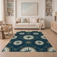 thumbnail image 1 of ODIKA Classic Maritime Navigation Star Compass Vintage Seafaring Motif Non-Slip Low Profile for Guest Room, Lounge, Apartment, 1 of 7
