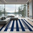 thumbnail image 1 of ODIKA 9'x12' Washable Area Rug Classic Parallel Line Border Balanced Banded Geometric Striped for Great Room, Indoor Concept, Large Living Room, Low Pile, Flatwoven, 1 of 7