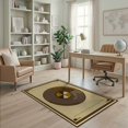 thumbnail image 1 of ODIKA Classic Vinyl Record Design With Concentric Circles And Gold Label Stain Resistant Low Profile for Dorm Room, Small Living Apartment, 1 of 7