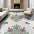 thumbnail image 1 of ODIKA Coquette Bow Floral Medallion With Scattered Rosebuds And Ribbon Scrolls Non-Slip Chair-Friendly Floor for Dining Room, Under Table, Office, 1 of 7