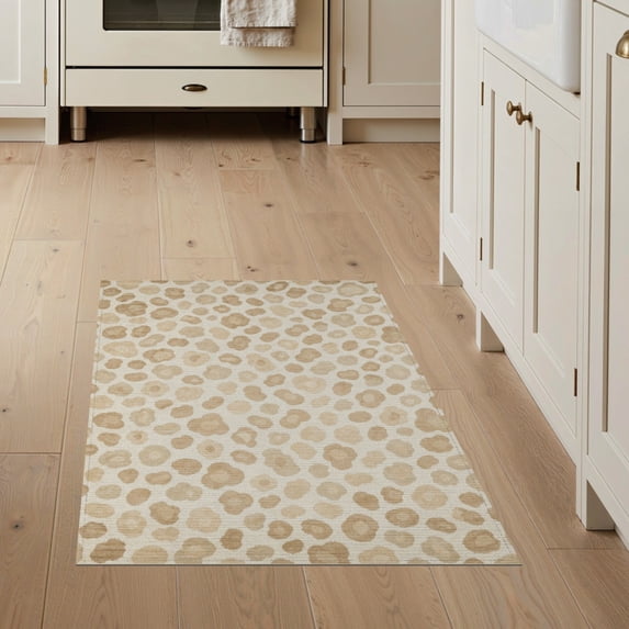 ODIKA Cow Inspired Spotted Abstract Mottled Patches Border Patchwork Pick Flowing for Entryway, Kitchen, Mudroom, Stain Resistant Flatwoven
