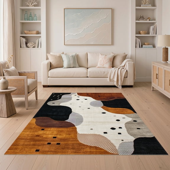 ODIKA Cow Table Spotted Tricolor Print Splash Motif Large Skin Hid Non-Slip Low Profile for Guest Room, Lounge, Apartment