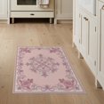 thumbnail image 1 of ODIKA Dainty Rosebud Clusters Border Pink Symmetrical Refined Stain Resistant Flatwoven for Entryway, Kitchen, Mudroom, 1 of 7
