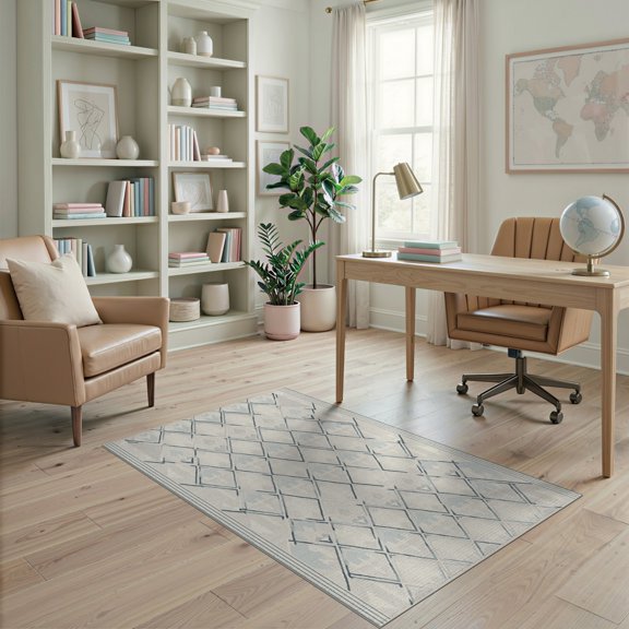 ODIKA Dining Large Minimalist Lattice Boho Trellis Motif Inspired Geometric Pet Friendly & Kids Safe Play for Playroom, Bedroom, Reading Nook