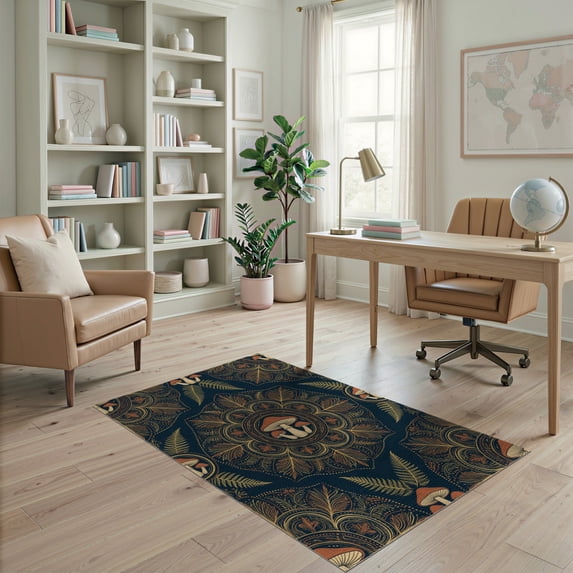 ODIKA Dining Symmetrical Under Center Repeating Dot Details for Dorm Room, Small Living Apartment, Stain Resistant Low Profile