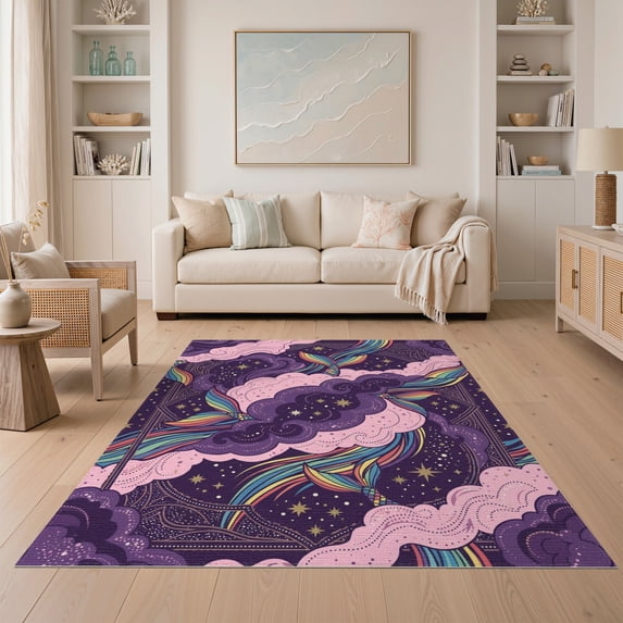 ODIKA Enchanted Universe Magical Nebula Artwork Whimsical Decor Non-Slip Low Profile for Guest Room, Lounge, Apartment