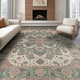thumbnail image 1 of ODIKA Entry Vintage Way Ornate Distressed Border Classroom Farmhouse Non-Slip Flatwoven for Living Room, Under Sectional, Family, 1 of 7