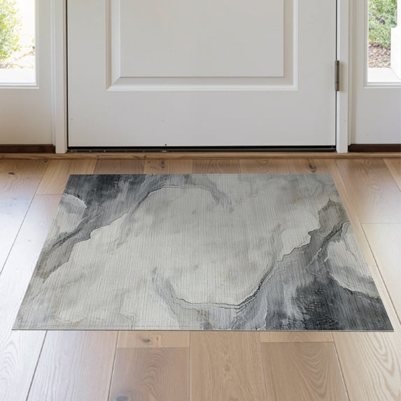 ODIKA 2'x3' Washable Accent Rug Pet Friendly, Bedside Mat Entryway Abstract Dorm Marbled Swirl Distressed Weathered Neutral for Bedroom, RV