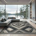 thumbnail image 1 of ODIKA Extra Large Structured Grid Motif Balanced Symmetrical Neutral for Master Suite, California King, Under Bed, Foldable Easy Care, 1 of 7