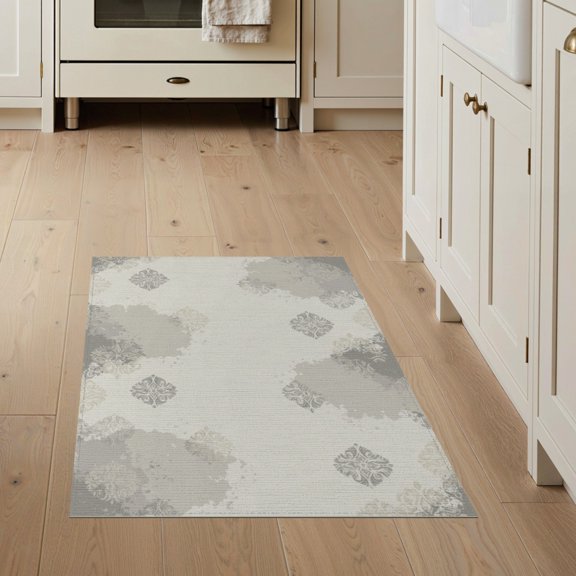 ODIKA Extra Transitional Large Blended Irregular Print Neutral Grey for Entryway, Kitchen, Mudroom, Stain Resistant Flatwoven