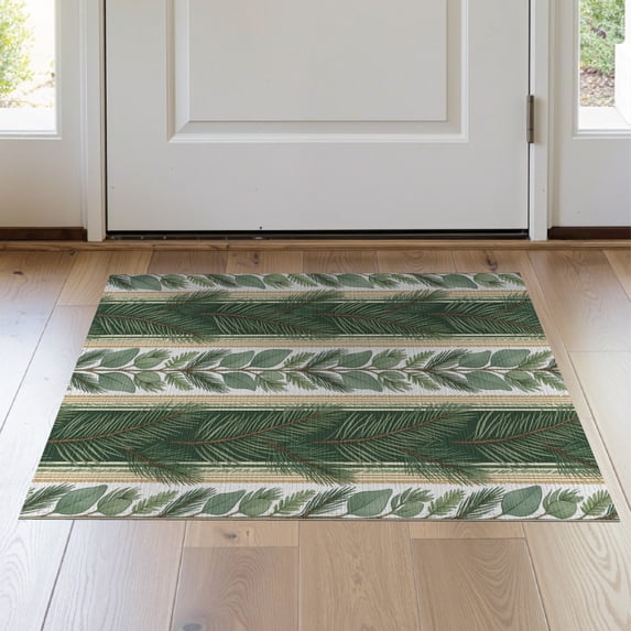 ODIKA Farmhouse Rows Symmetrical Layout Hardwood Watercolor Forest Non-Slip Low Profile for Hallway, Study Room, Playroom