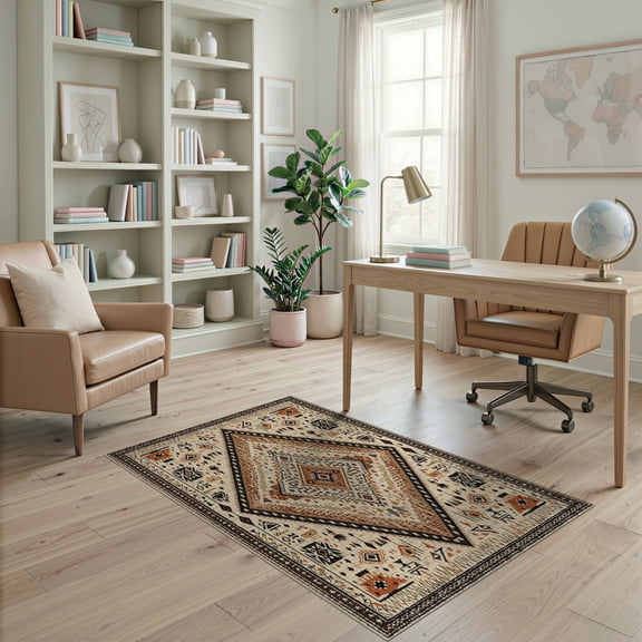 ODIKA Farmhouse Spotted Boho Southwestern Abstract Cowboy Arae Motif Pet Friendly & Kids Safe Play for Playroom, Bedroom, Reading Nook