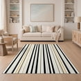 thumbnail image 1 of ODIKA Farmhouse Striped Boho Pinstripe Border Door Cream Banded Ticking Non-Slip Low Profile for Guest Room, Lounge, Apartment, 1 of 7