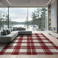 thumbnail image 1 of ODIKA Farmhouse Vintage Tartan Striped Checkered Front Plaid Gingham Refined Low Profile Flatwoven for Great Room, Indoor Open Concept, Large Living, 1 of 7