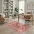 thumbnail image 1 of ODIKA Flowing Pink Stripes Pastel Waves Curved Block Abstract for Home Office, Gaming Room, Under Desk, Non-Slip Chair-Friendly, 1 of 7