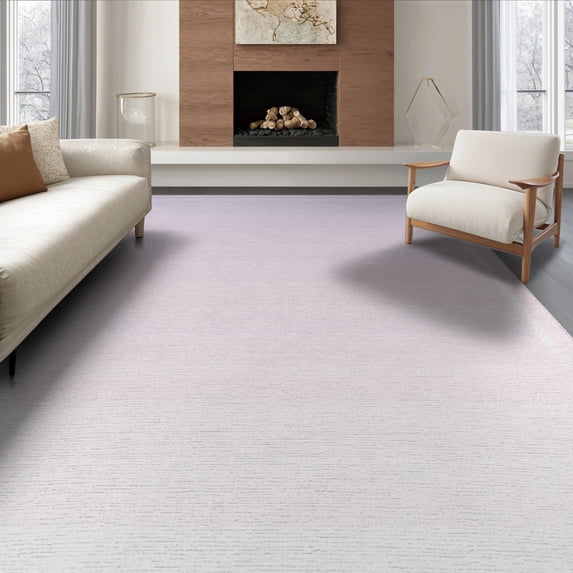 ODIKA Fluffy Minimalist Horizontal Band Transition Blush Furry Purple for Living Room, Under Sectional, Family , Non-Slip Flatwoven