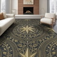 thumbnail image 1 of ODIKA 6'x9' Washable Area Rug Folk Vine Border Distressed Farmhouse Lettering Primitive Vintage Refined for Dining Room, Under Table, Office Décor, Non-Slip Chair-Friendly, 1 of 7
