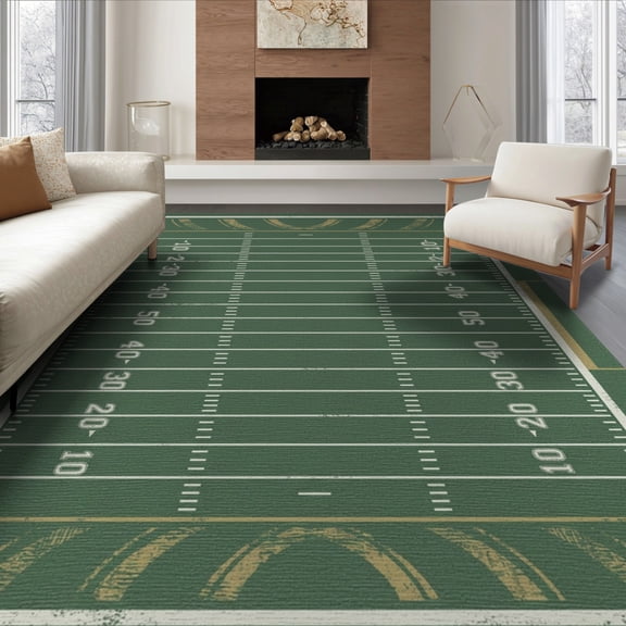 ODIKA Football Aged Gridiron Doormat Weathered Details Door Footaball Non-Slip Chair-Friendly for Dining Room, Large Office, Lounge