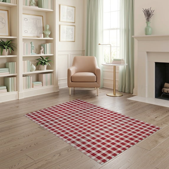 ODIKA Front Door Plaid Bold Gingham Grid Boho Throw Checkered Farmhouse for Playroom, Bedroom, Reading Nook, Pet Friendly & Kids Safe Play