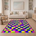 thumbnail image 1 of ODIKA Funky Interlocking Check Design Vibrant Graphic Contemporary Non-Slip Low Profile for Guest Room, Lounge, Apartment, 1 of 7