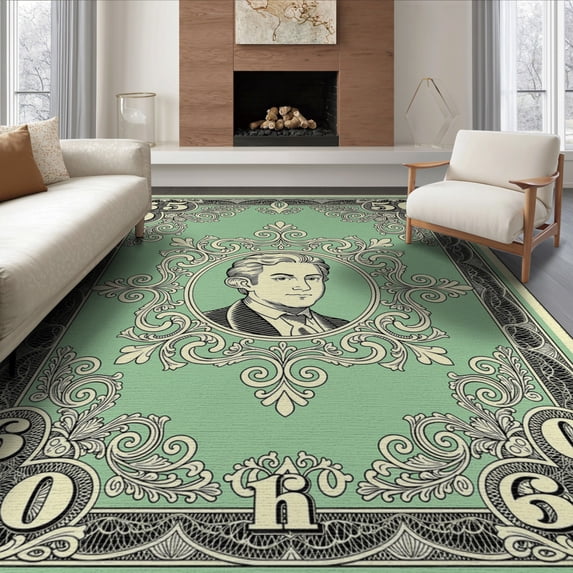 ODIKA Funky Men Bold Currency Motif Bathroom Designer Anime Graphic Flowing Dynamic Foldable Easy Care for Queen Size Bedroom, Under Bed, Master Suite