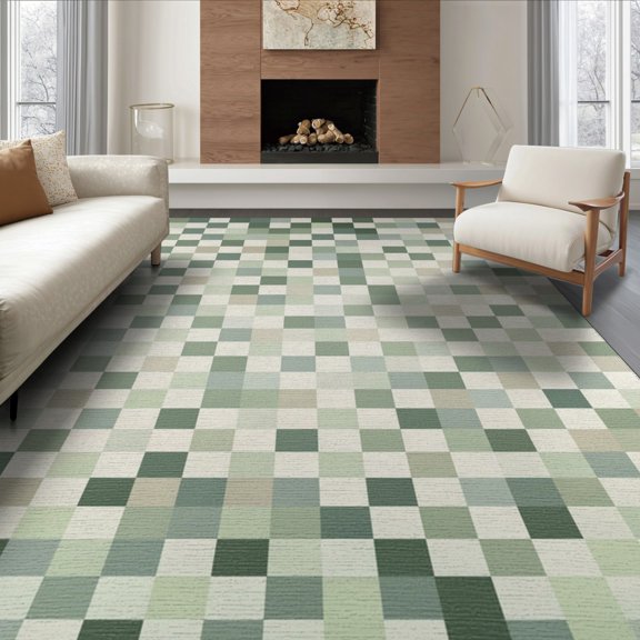 ODIKA Fuzzy Checkered Funky Block Transition Grid Checkerboard Foldable Easy Care for King Size Bedroom, Master Suite, Under Bed