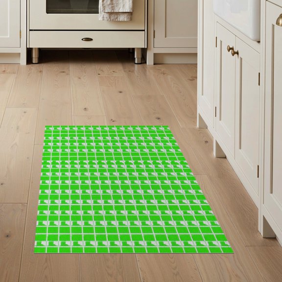 ODIKA Fuzzy Funky Checkered Squares Grid Contemporary Geometric Checkerboard for Entryway, Kitchen, Mudroom, Stain Resistant Flatwoven