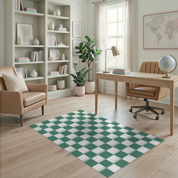 ODIKA Fuzzy Funky Minimalist Tonal Checkerboard Fading Geometric Checkered Stain Resistant Low Profile for Dorm Room, Small Living Apartment