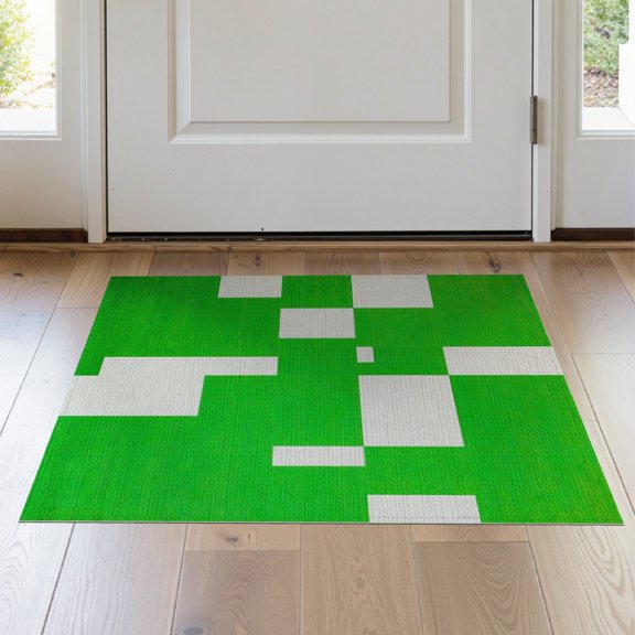 ODIKA Fuzzy Retro Contemporary Checkerboard Asymmetrical Grid Checkered Stain Resistant Thin Throw for Entryway, Kitchen, Laundry Room