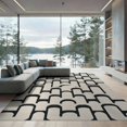 thumbnail image 1 of ODIKA 9'x12' Washable Area Rug Geometric Contemporary Arch Loop Grid Formation Designer Mid for Dining Room, Basement, Large Office, Non-Slip Chair-Friendly, 1 of 7
