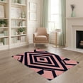 thumbnail image 1 of ODIKA 4'x6' Washable Area Rug Geometric Contemporary Bold Interlocking Maze Grid Pink Abstract Refined for Bedroom, Reading Nook, Pet Friendly & Non-Shedding, 1 of 7
