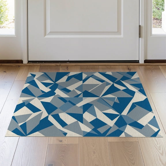 ODIKA Geometric Scattered Motifs Contemporary Intersecting Lines Grey Stain Resistant Thin Throw for Entryway, Kitchen, Laundry Room