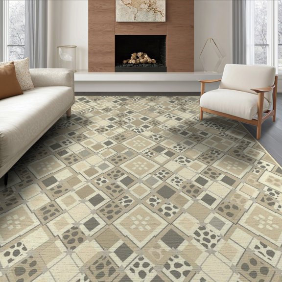 ODIKA Geometric Spotted Patchwork Interlocking Mosaic Abstract Blocks for Dining Room, Large Office, Lounge, Non-Slip Chair-Friendly