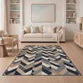 thumbnail image 1 of ODIKA Geometric Tone Diagonal Look Interlocking Zigzag Herringbone Flowing Dynamic Non-Slip Low Profile for Guest Room, Lounge, Apartment, 1 of 7
