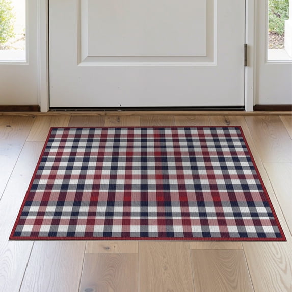 ODIKA Gingham Grid Crossing Bands Bold Interlocking Check Repeat Surface Pet Friendly & Kids Safe Bedside for Bedroom, Nursery, RV