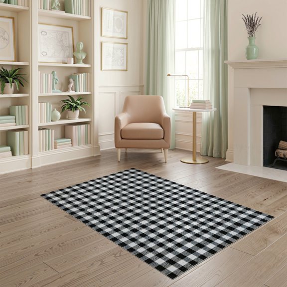 ODIKA Gingham Plaid Door Border Composition Fall Front Underlay Welcome for Home Office, Gaming Room, Under Desk, Non-Slip Chair-Friendly