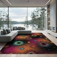 thumbnail image 1 of ODIKA Glowing Gamepad Motif Border Cracked Field Alfombra Burst Gamer Playful for Great Room, Indoor Open Concept, Large Living Low Profile Flatwoven, 1 of 7