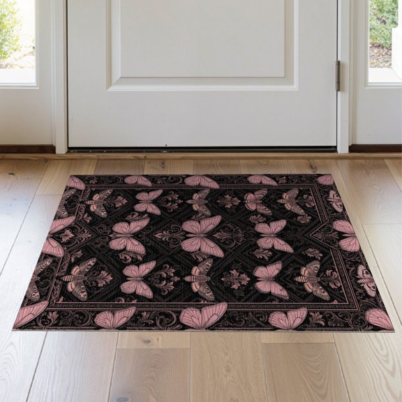 ODIKA Gothic Lepidoptera Moth Scroll Border Decorative Butterfly Shaped Non-Slip Low Profile for Hallway, Study Room, Playroom