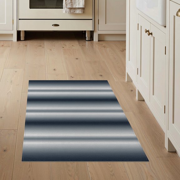 ODIKA Gradient Abstract Ombre Tonal Fade Horizontal Lines Contemporary for Entryway, Kitchen, Mudroom, Stain Resistant Flatwoven