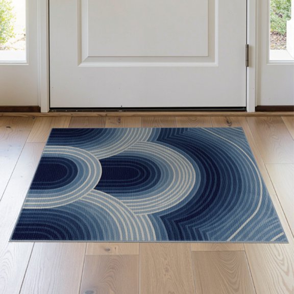 ODIKA Gradient Abstract Wave Concentric Arch Motif Flowing Stripe Ombre Dynamic for Bedroom, Nursery, RV, Pet Friendly & Kids Safe Bedside