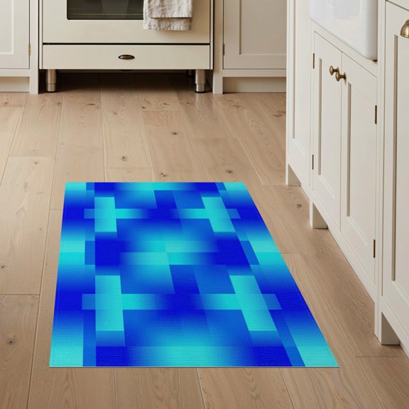 ODIKA Gradient Block Minimalist Tonal Shaped Fade Watercolor Abstract Ombre Refined Stain Resistant Flatwoven for Entryway, Kitchen, Mudroom