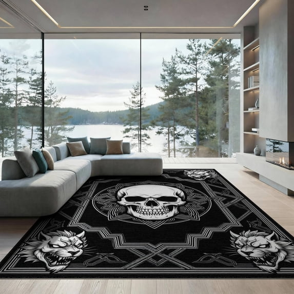 ODIKA Graphic Gothic Streetwear Bold Anime Dorm Guys Men Skull Beast Refined for Dining Room, Basement, Large Office, Non-Slip Chair-Friendly