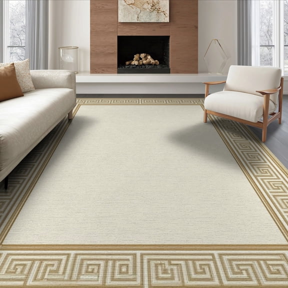 ODIKA Greek Meander Key Border Interlocking Symmetry Geometric Maze for Living Room, Under Sectional, Family , Non-Slip Flatwoven