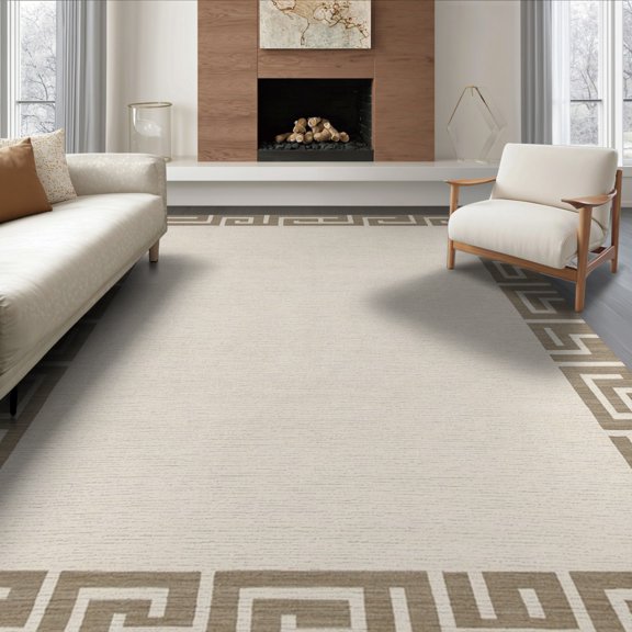 ODIKA Greek Minimalist Key Trellis Labyrinth Border Geometric Interlocking Foldable Easy Care for King Size Bedroom, Master Suite, Under Bed